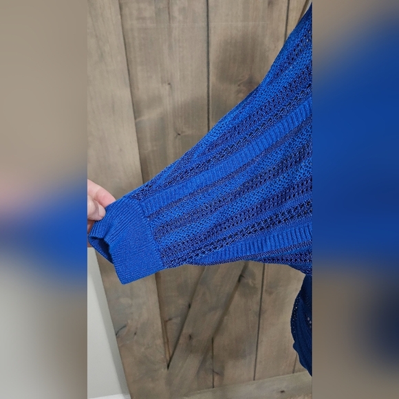 EXPRESS Open Knit Dolman Pull Over Top In Cobalt Blue. Size S NWOT - Picture 7 of 9